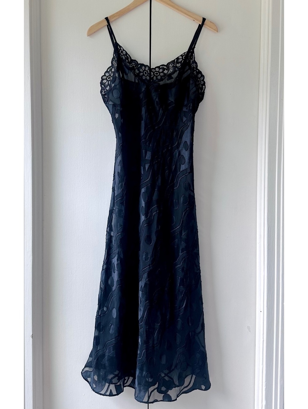 Vintage Cassini Intimates Black Sheer Slip Dress